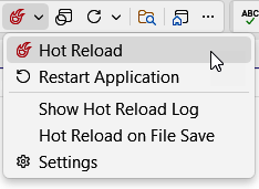 Figure 2.6 – Hot Reload drop-down button