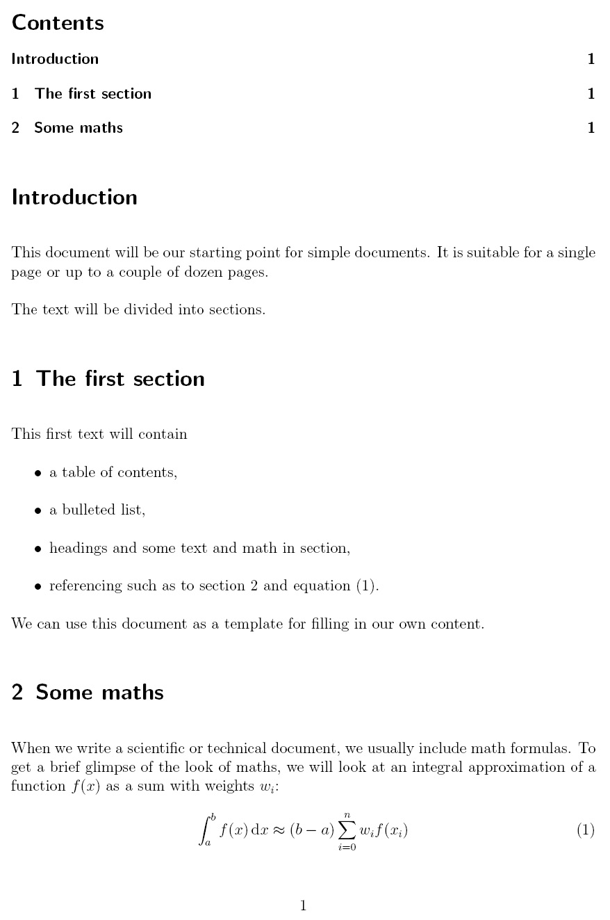 Figure 1.1 – A document with sections, math, and referencing