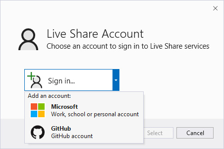 Figure 10.2 – The Live Share account window