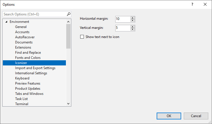 Figure 11.12 – The Iconizer extension options