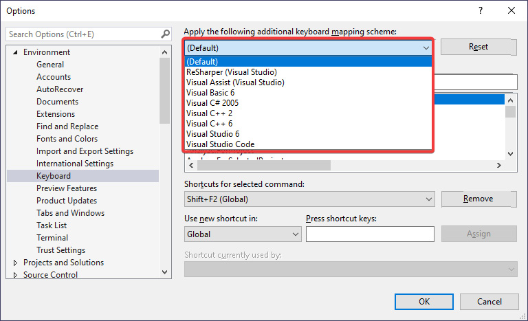 Figure 13.2 – Mapping schemes for shortcuts