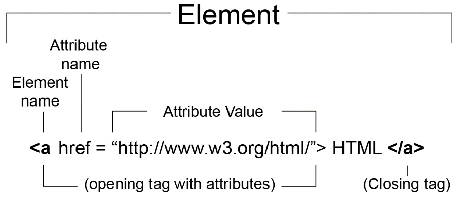 Figure 1.5: HTML element representation with tag attributes