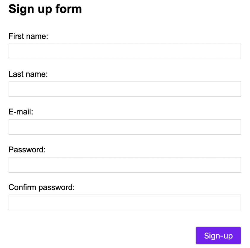 Figure 9.9: Styled sign up form