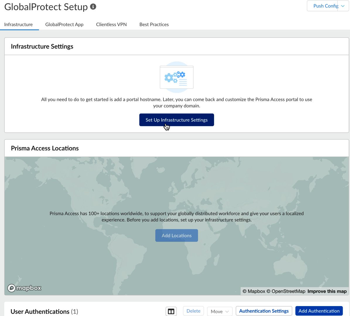 Figure 6.3 – Set Up Infrastructure Settings