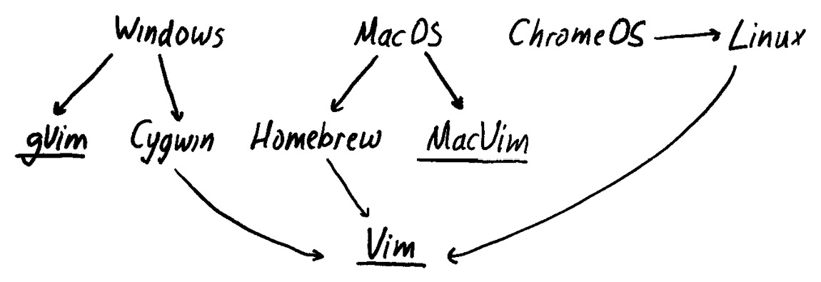 Figure 1.3 – Options for installing Vim across different OSs