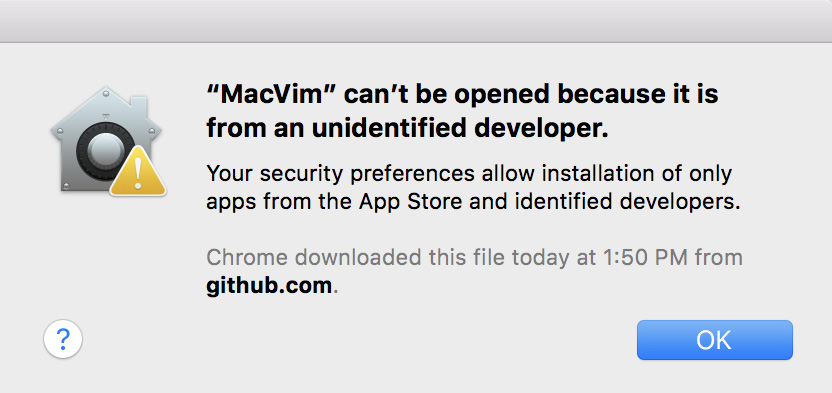 Figure 1.6 – The default “unidentified developer” prompt