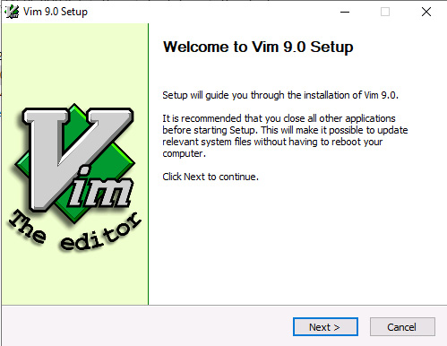 Figure 1.14 – gVim 9.0 setup welcome screen