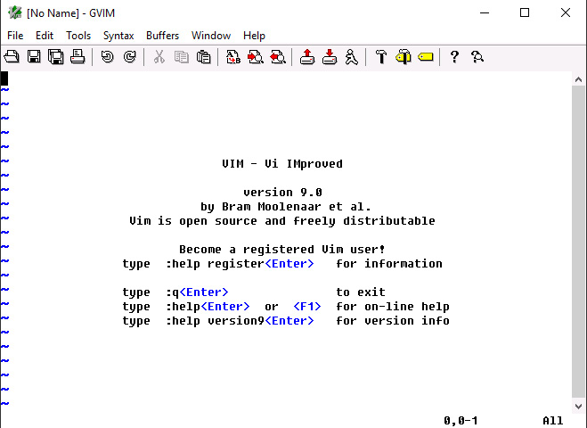 Figure 1.24 – gVim interface in Windows