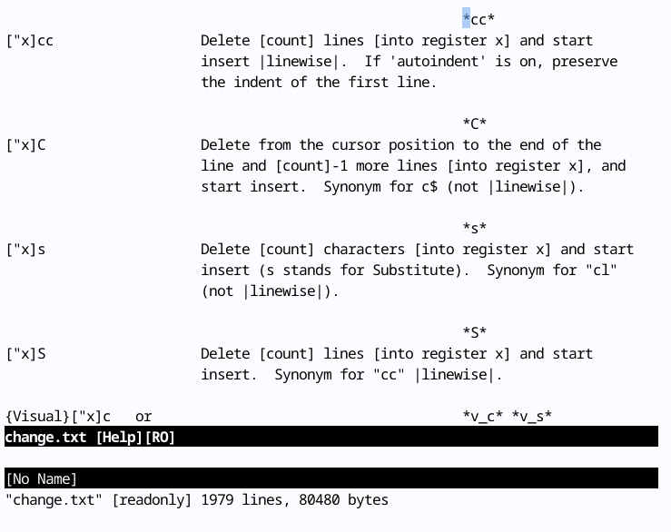 Figure 1.39 – A :help page for a cc command