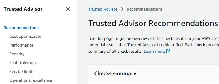 Figure 10.12 – The Trusted Advisor dashboard