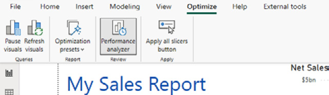 Figure 3.15 – Optimize ribbon