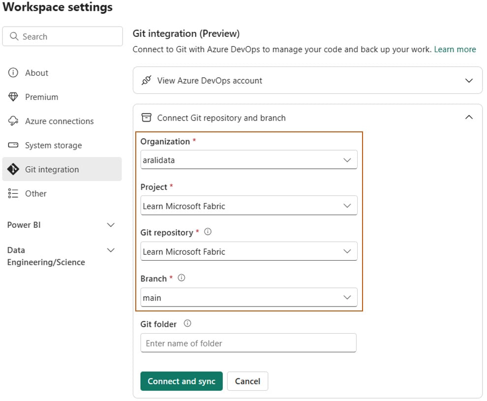 Figure 10.3 – Connecting your workspace to a Git repository