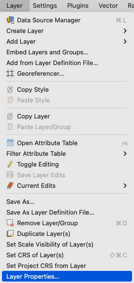 Figure 6.1 – Layer properties in QGIS