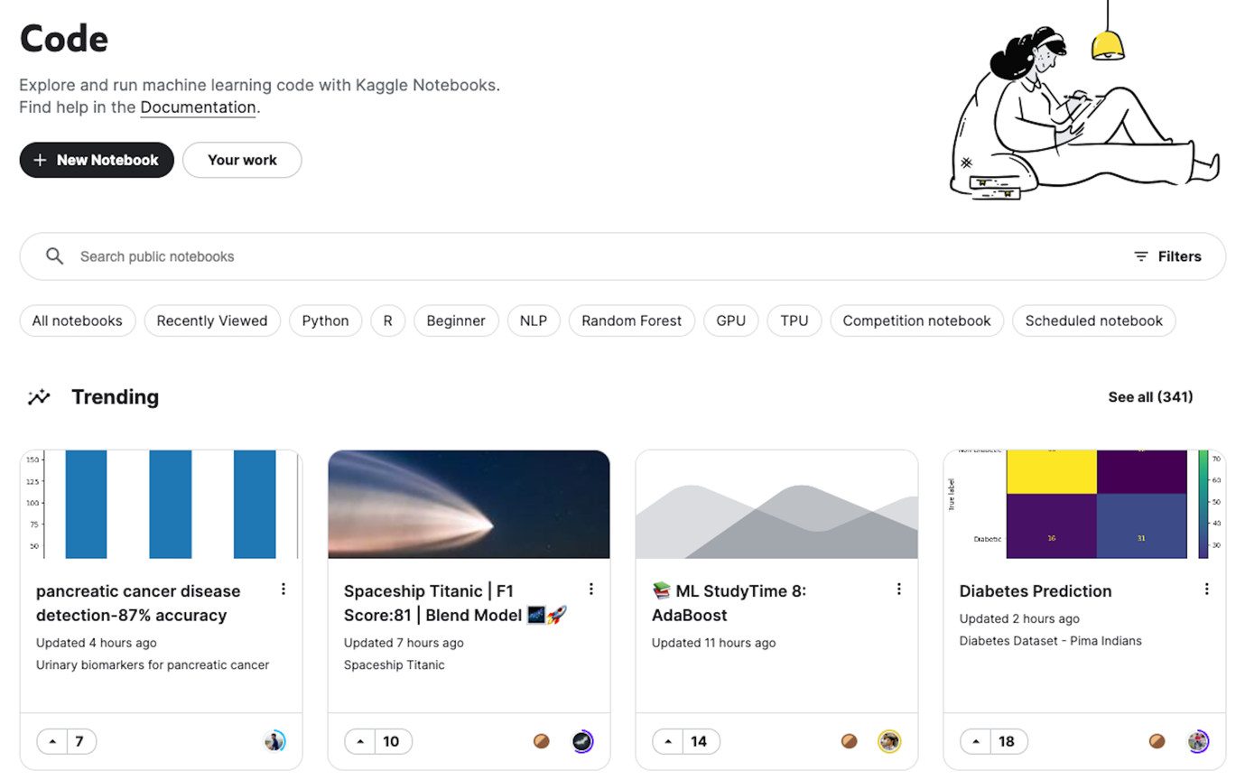 Figure 3.2: Creating a new notebook from the Code page