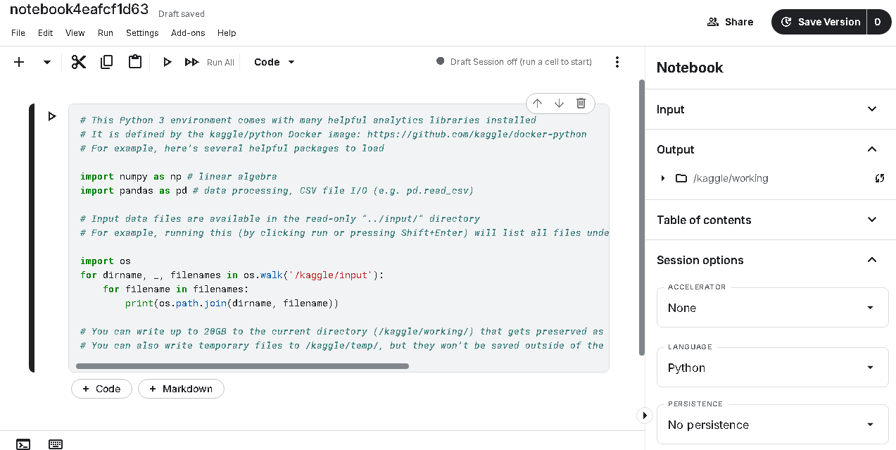 Figure 3.4: The notebook page