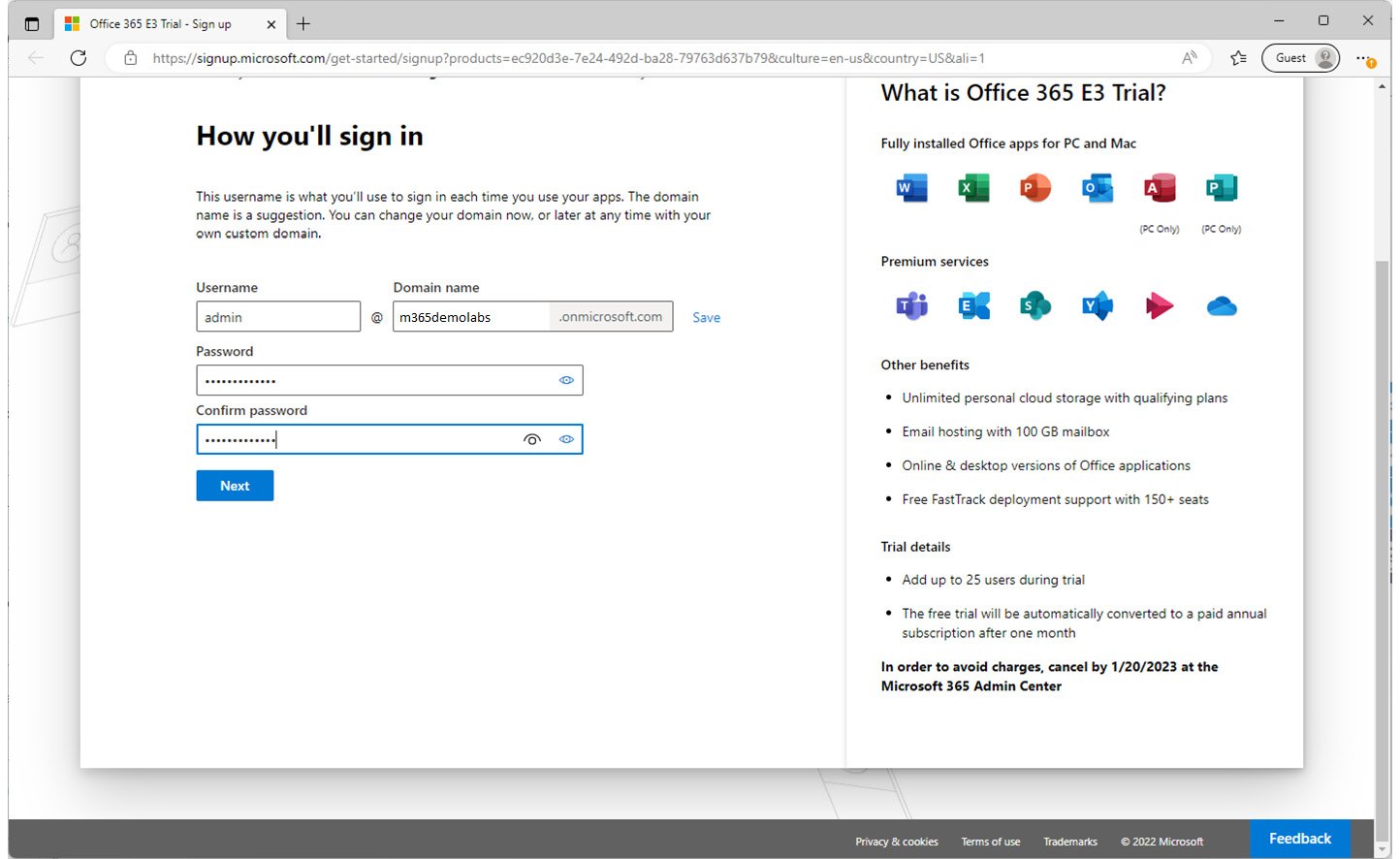 Figure 1.4 – Choosing a managed domain