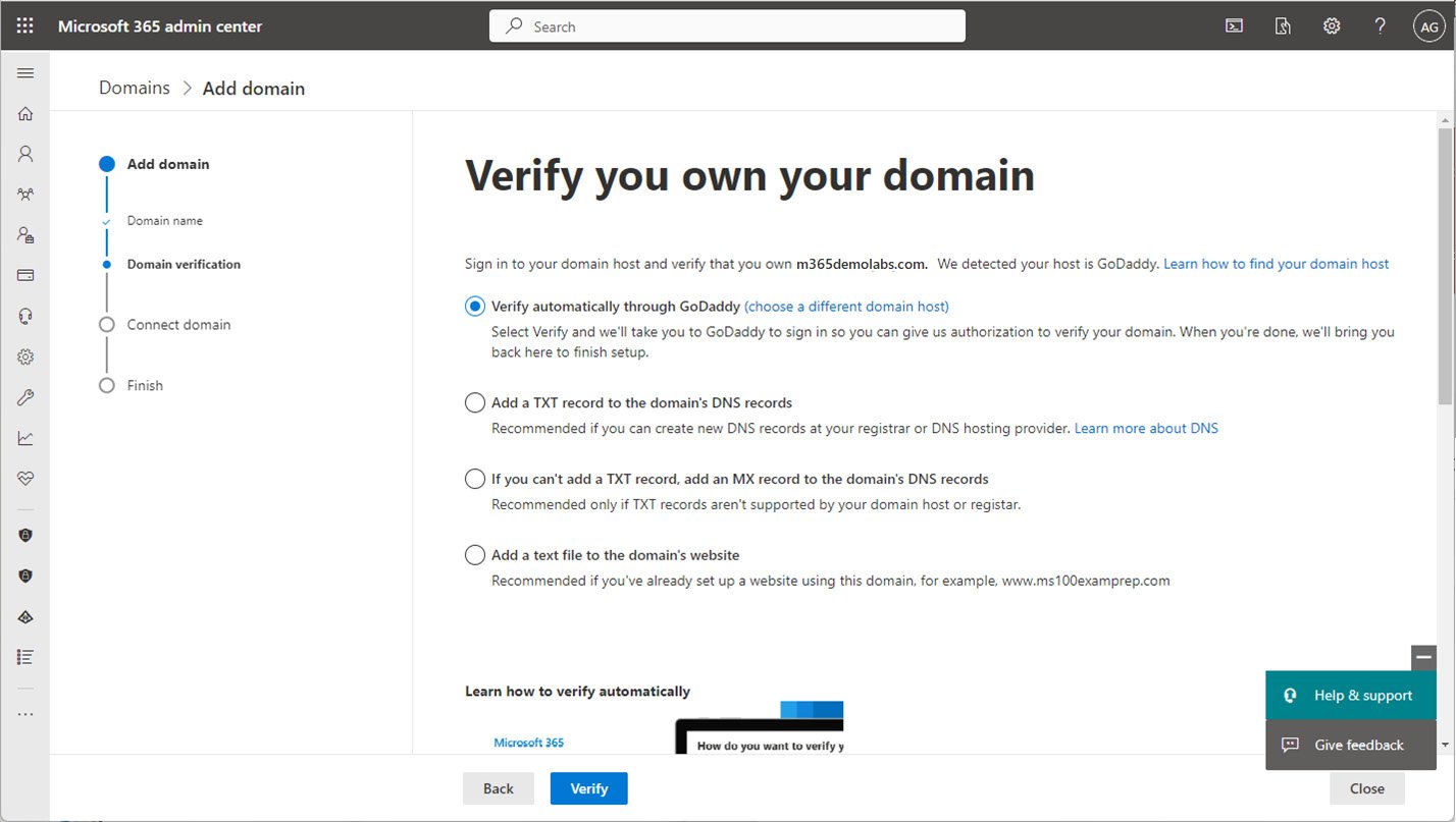 Figure 1.8 – Verify domain ownership