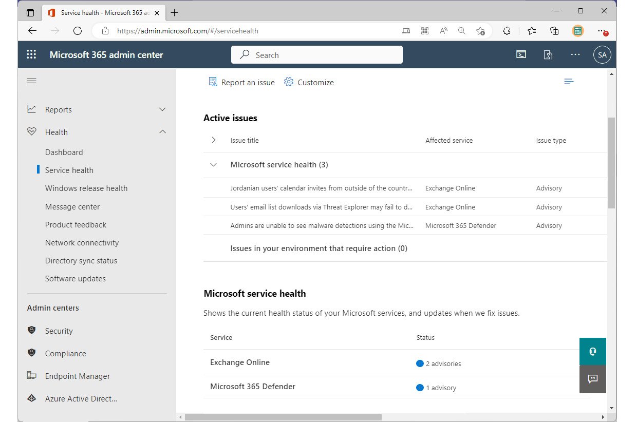 Figure 1.18 – Service health page