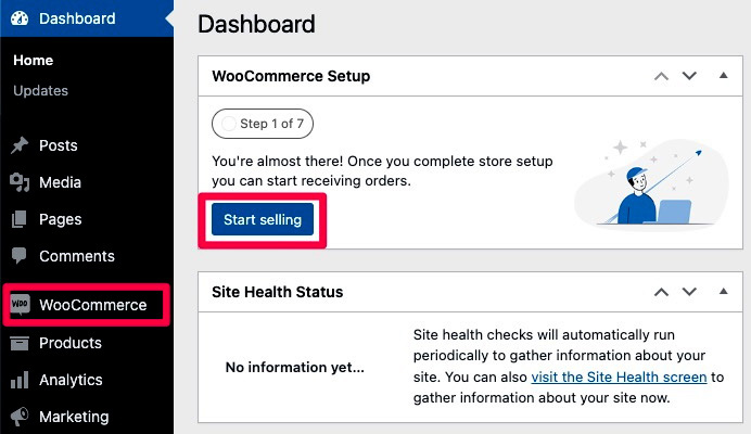 Figure 1.5 – Clicking Start selling will skip the setup wizard