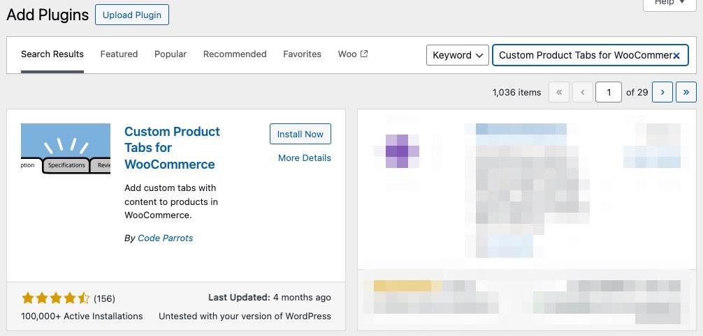 Figure 10.21: Installing Custom Product Tabs for WooCommerce