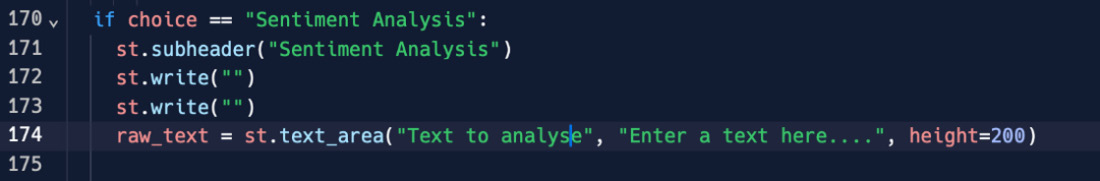 Figure 6.13: A text_area for Sentiment Analysis