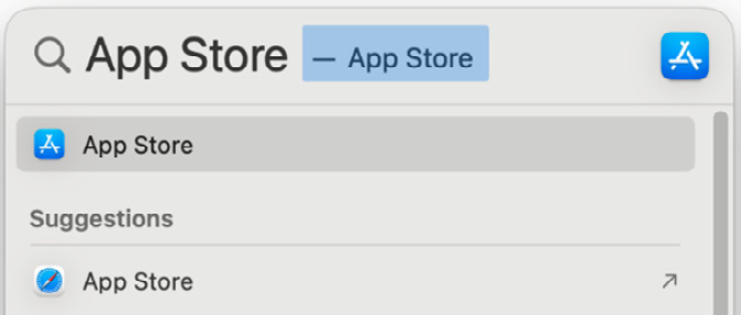 Figure 1.11: Searching for App Store from Spotlight Search