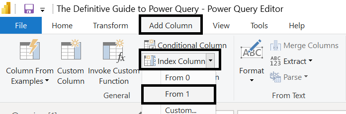 Figure 2.15: Adding an index column starting at 1