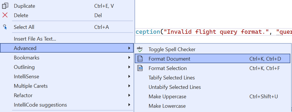 Figure 16.1 – Formatting the active editor document