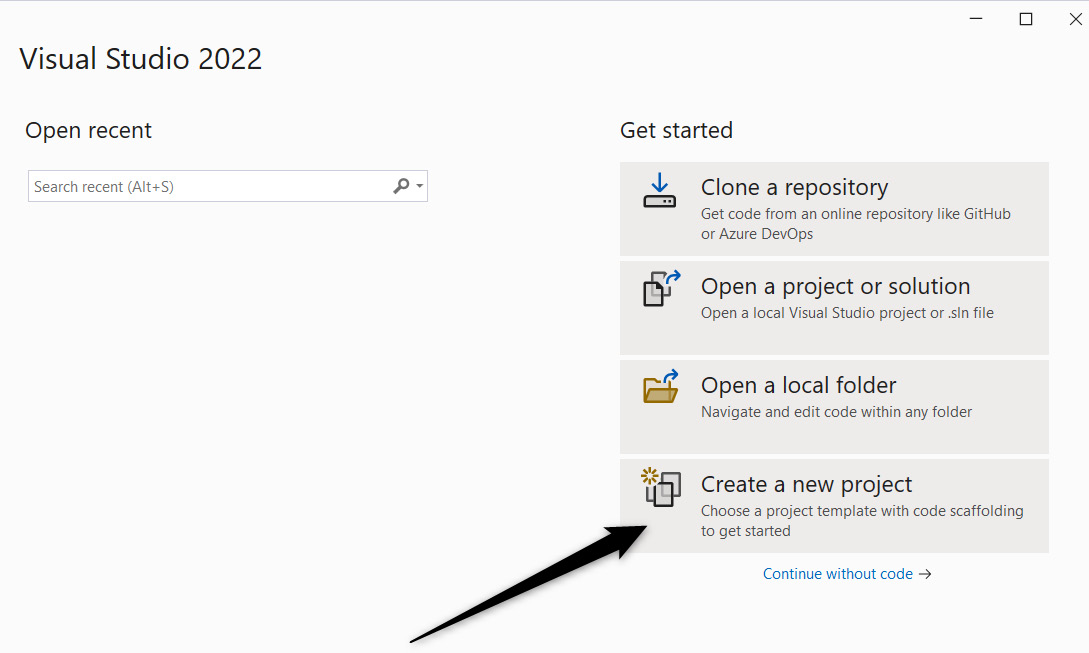 Figure 1.1: Navigating to the project creation panel