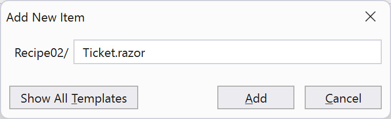 Figure 1.6: Adding a new Razor component prompt