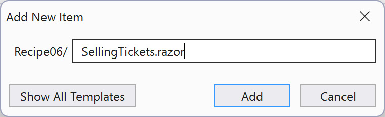 Figure 1.8: Adding a new SellingTickets component