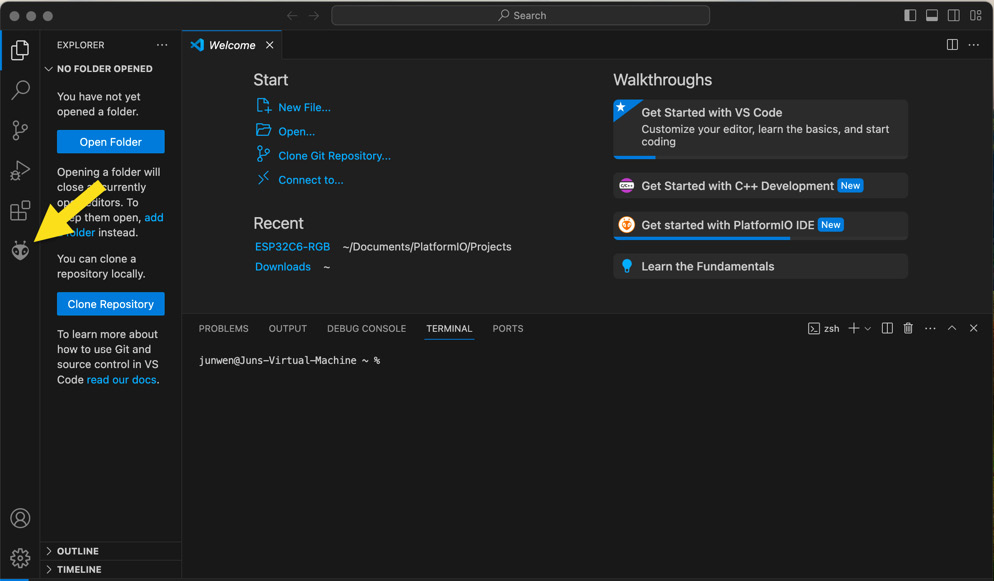 Figure 10.26 – Launch PlatformIO IDE in VS Code