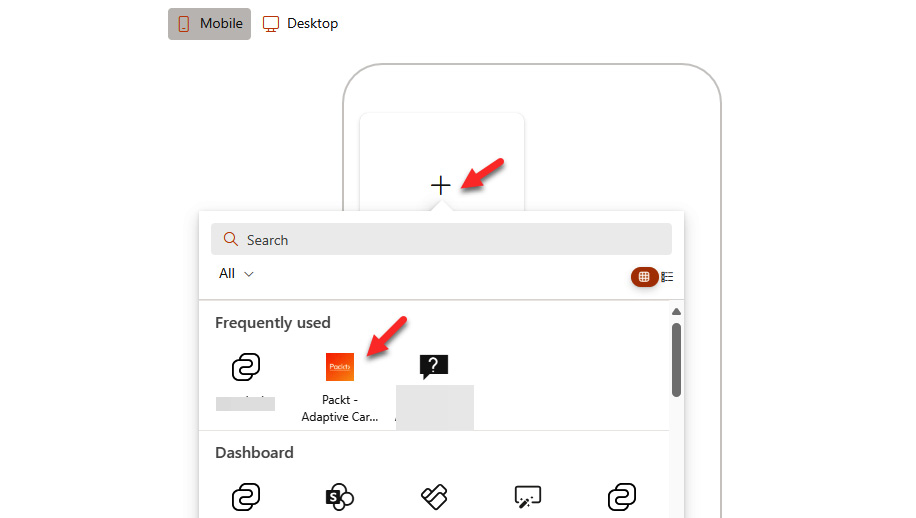 Figure 15.5 – Adding an ACE to the dashboard