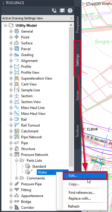 Figure 7.20 – Edit the pressure network parts List