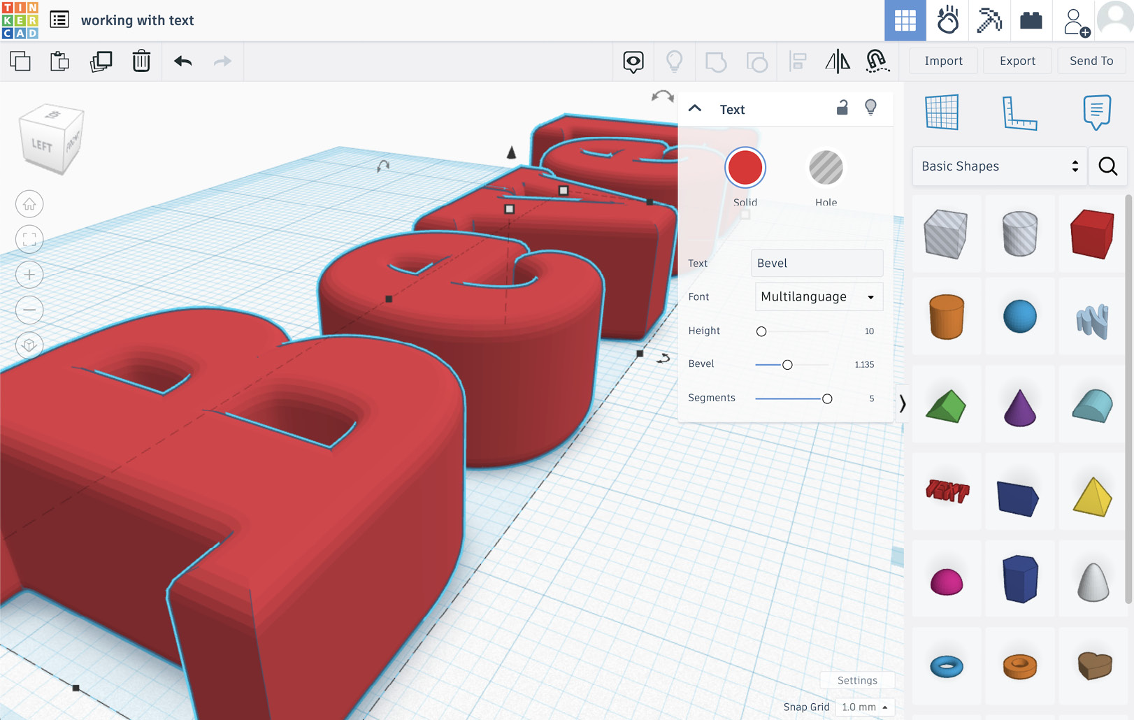 Figure 5.2: Beveling text using the shape parameters