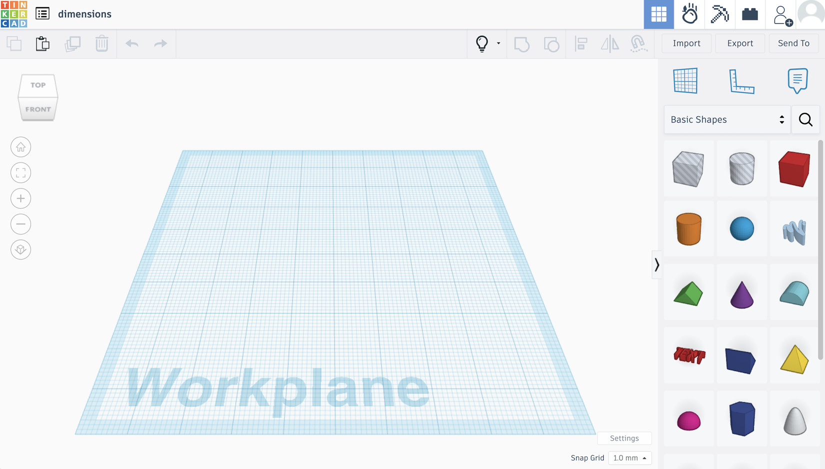 Figure 6.1: The default workplane in a Tinkercad 3D design