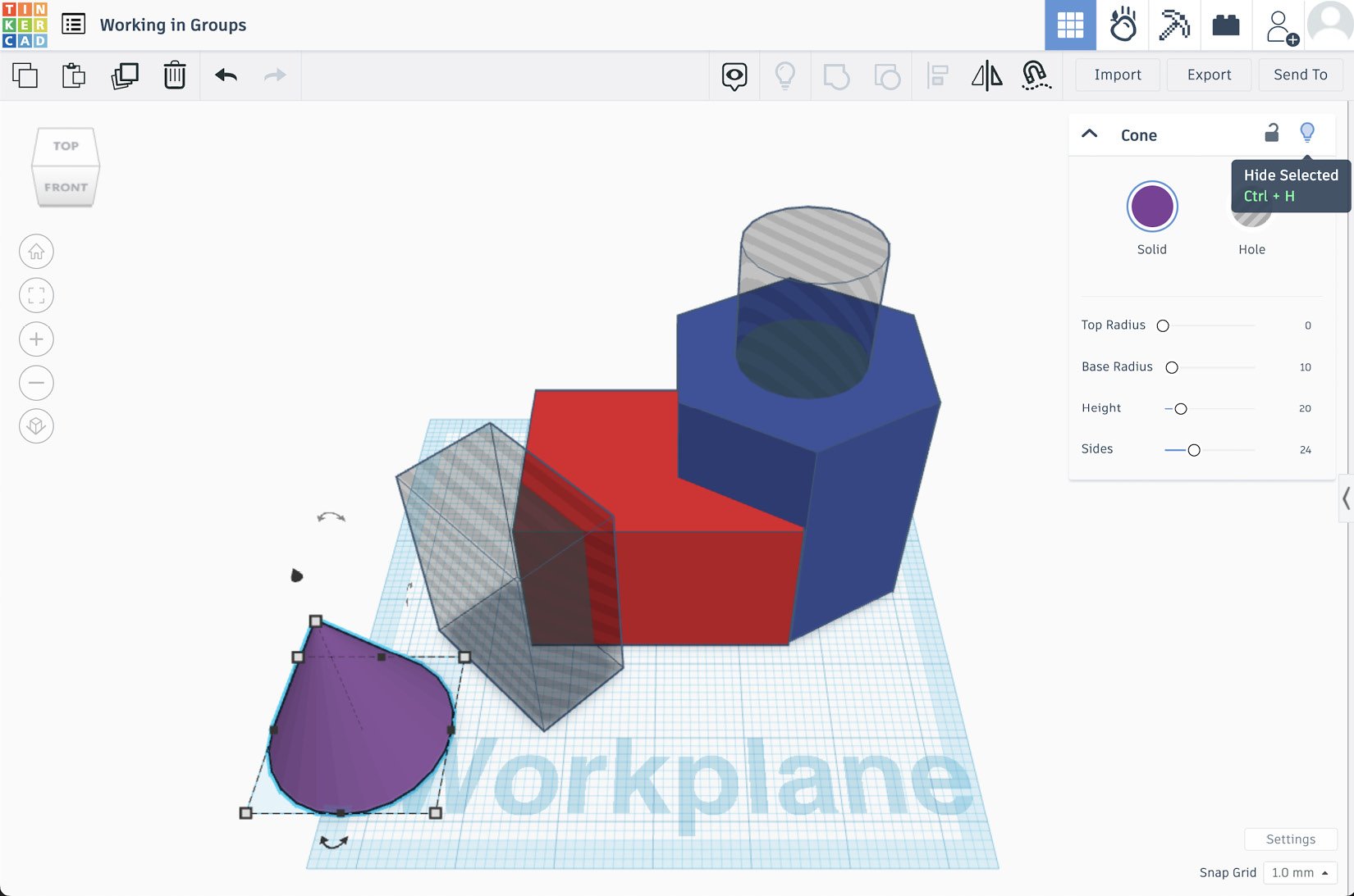 Figure 4.16: Using the Shape Panel to hide selected shapes