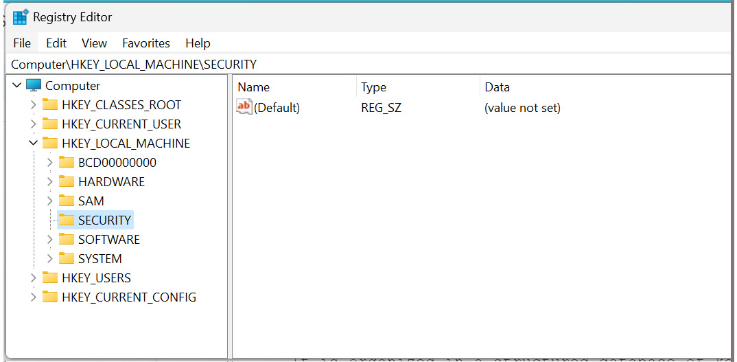 Figure 1.21: Windows Registry Editor