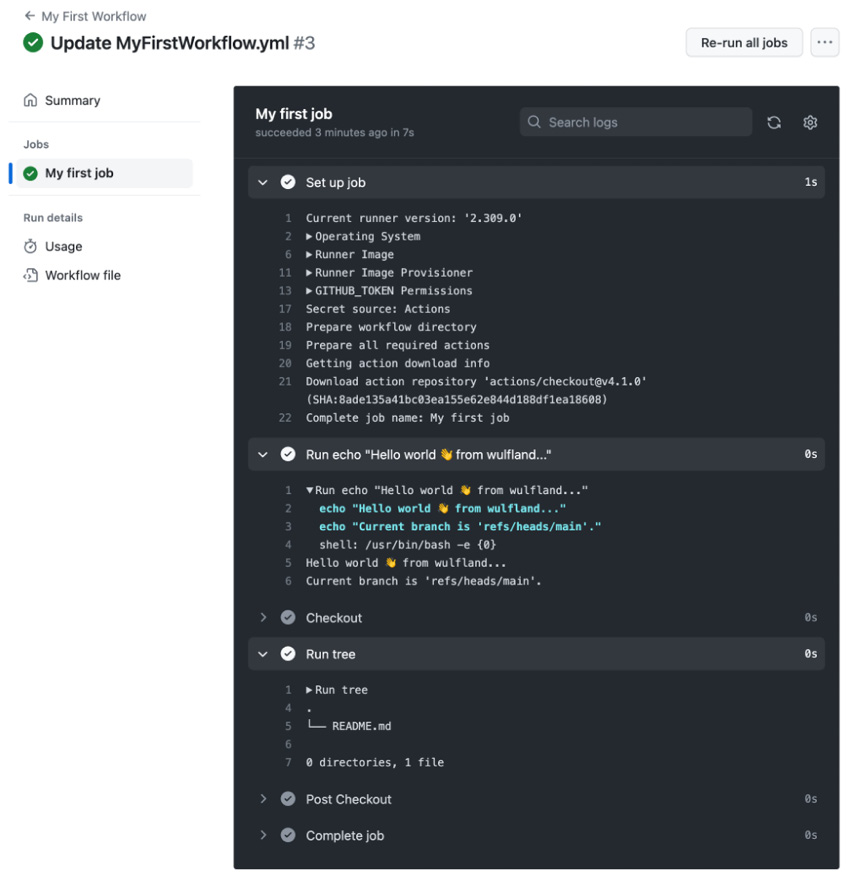 Figure 1.18 – The workflow log for an individual job