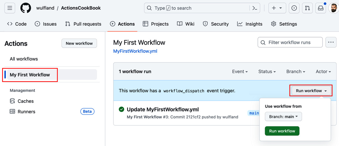 Figure 1.19 – Triggering a workflow manually through the UI