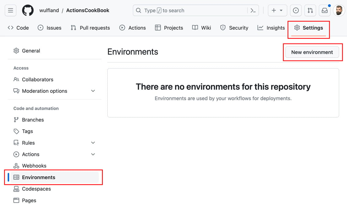 Figure 1.25 – Managing environments in a repository