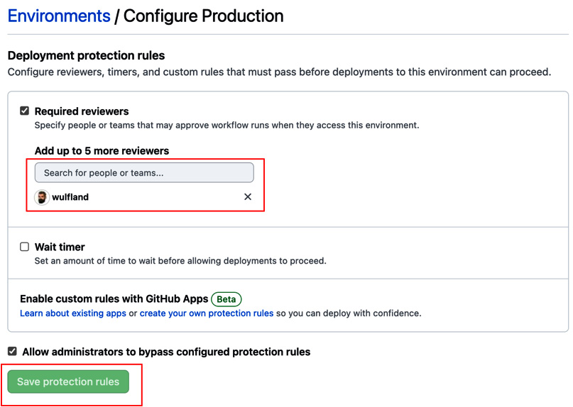 Figure 1.27 – Configuring deployment protection rules