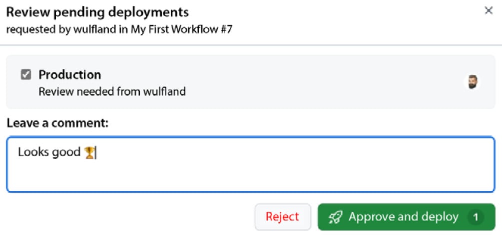 Figure 1.32 – Approving a protected environment