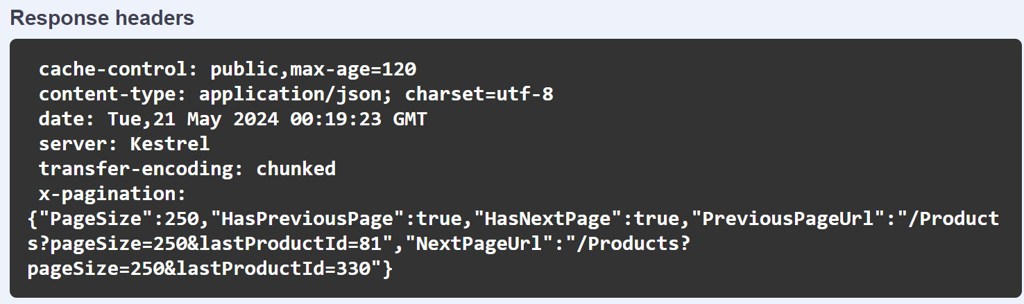 Figure 1.3: Our pagination metadata in the x-pagination header