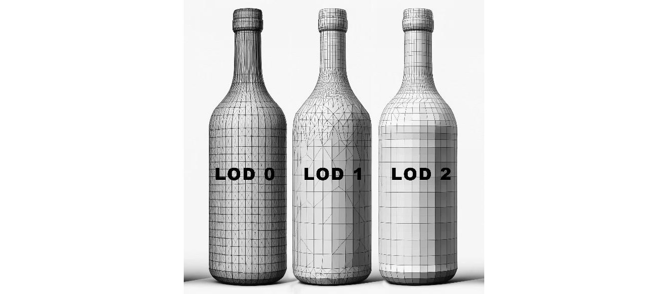 Figure 12.3 – Each progressive LOD model has fewer triangles