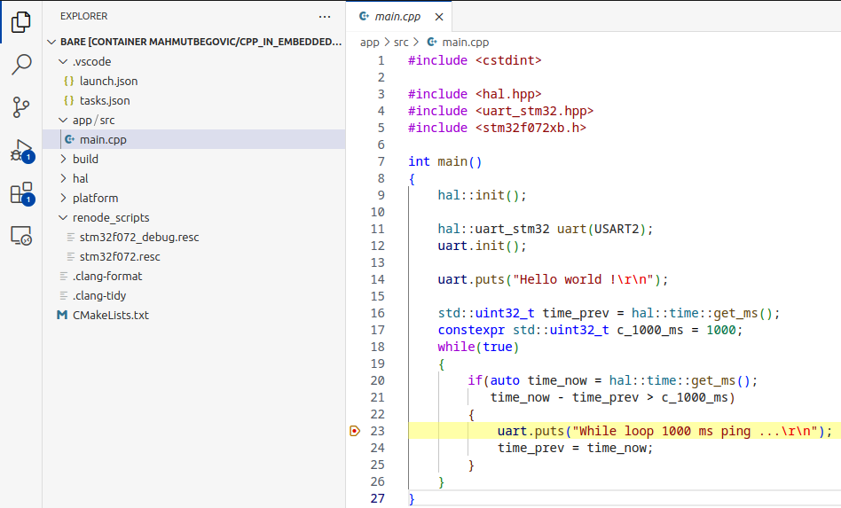 Figure 4.5 – Setting a breakpoint in Visual Studio Code