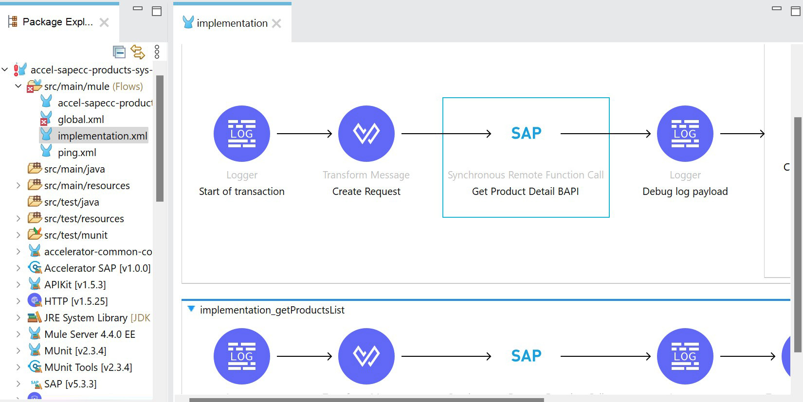 Figure 13.27 – Mule application created using SAP accelerator