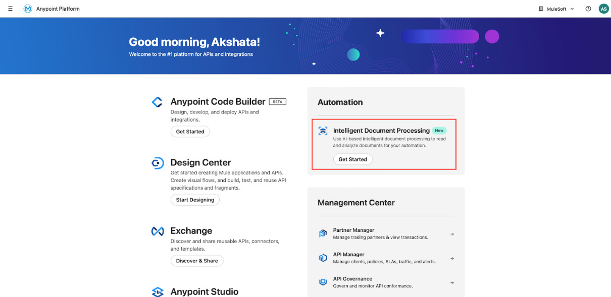 Figure 16.11: Intelligent Document Processing on Anypoint Platform