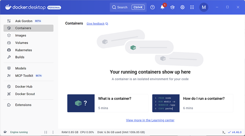 Figure 1.4: Docker Desktop on Windows