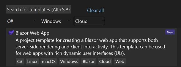 Figure 1.10 – New Blazor Web App project options